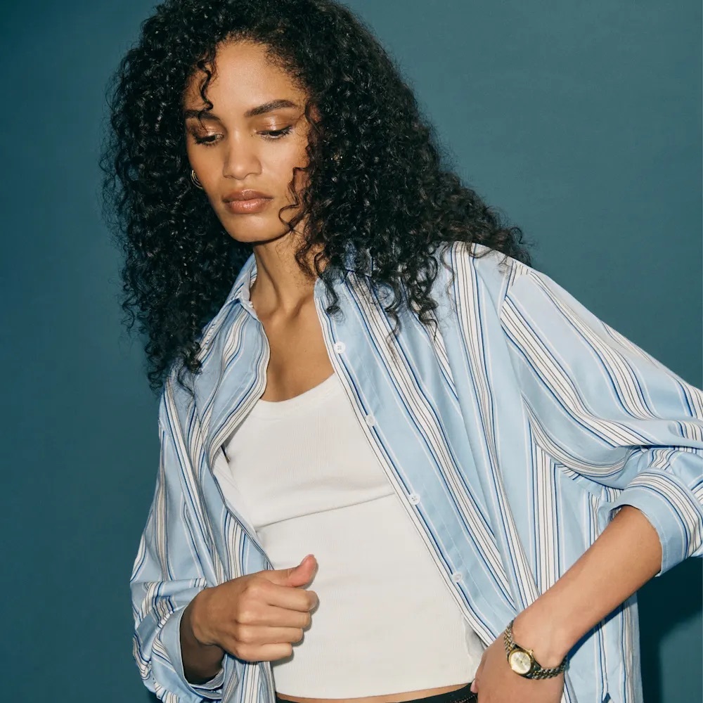 Reformation Andy Oversized Shirt Blue - Size M